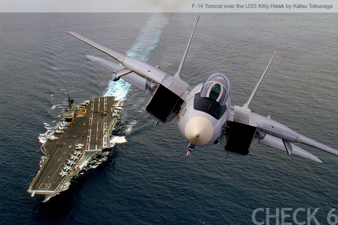 F-14 Tomcat Flying over the USS Kitty Hawk - by Katsu Tokunaga