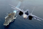 F-14 Tomcat Over Carrier - by Katsu Tokunaga